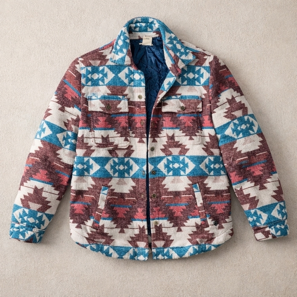 Ariat Baja Jacquard Shirt Jacket Women’s Large Quilted Chore Workwear Southwest - Picture 2 of 12